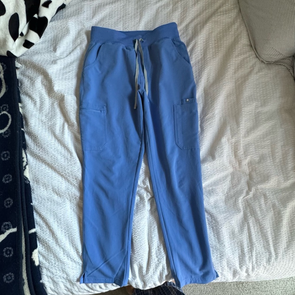 FIGS High Waisted Yola Skinny Scrub Pants- Sky Blue